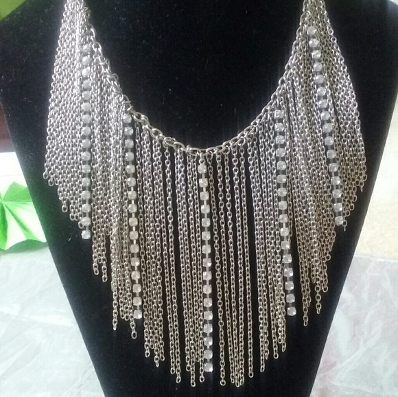 VCLM Jewelry - Cute long VCLM necklace silver diamond theme